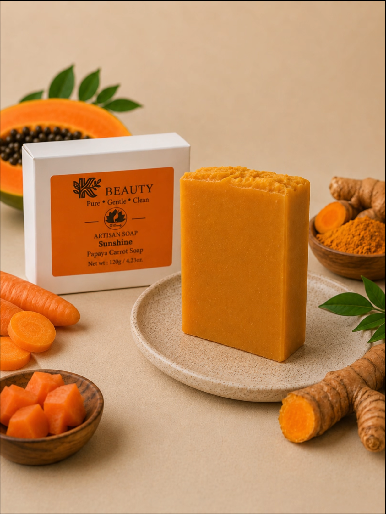 Sunshine (Papaya Carrot Soap) 120g / 4.23oz.